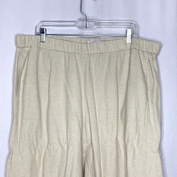 Liz Claiborne Womens Linen Blend Pants Size XL Cream Tan Natural Pockets - Picture 2 of 10